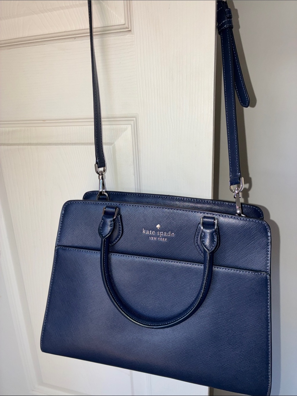 kate spade Medium Madison Navy Leather Satchel Crossbody